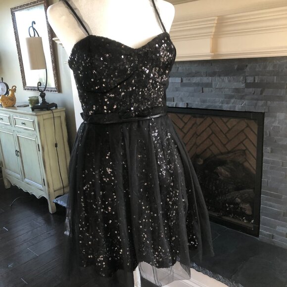 NWT French Connections Size 2 Black Sequin and Tulle Mini Party Dress - Picture 8 of 15